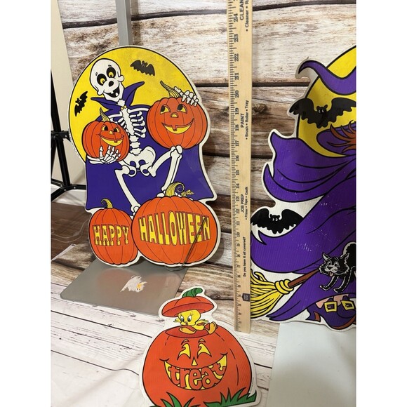 Vintage Halloween Yard Art Signs Cardboard Color Clings 1996 1997 Lot - Picture 7 of 11